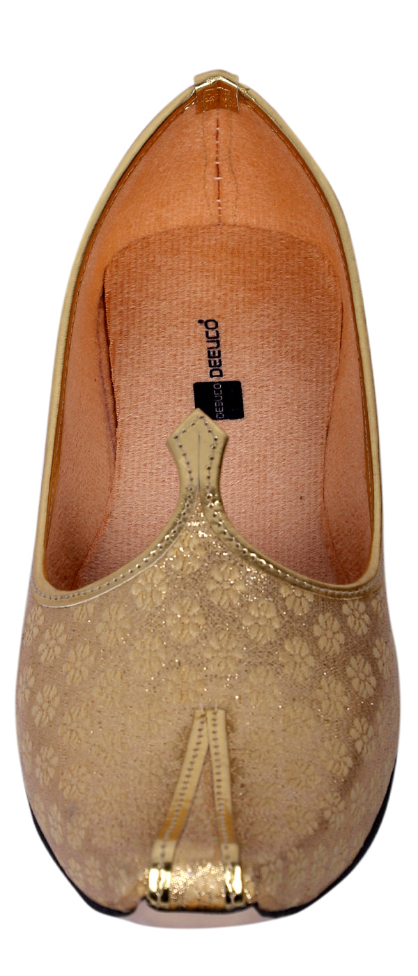 DEEUCO Men's Traditional Golden Wedding, Party and Sherwani Jutti,Mojari