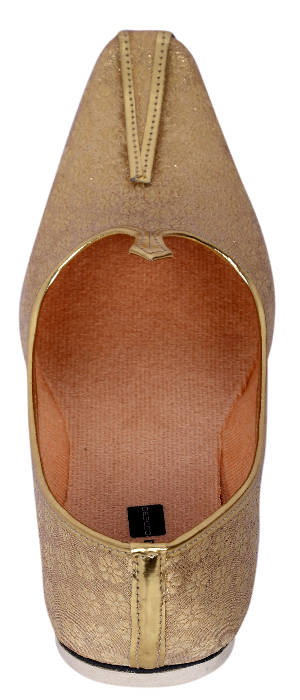 DEEUCO Men's Traditional Golden Wedding, Party and Sherwani Jutti,Mojari