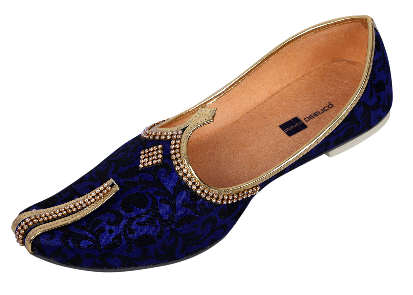 DEEUCO Men's Traditional Blue and Black Wedding,Party and Sherwani Jutti,Mojari