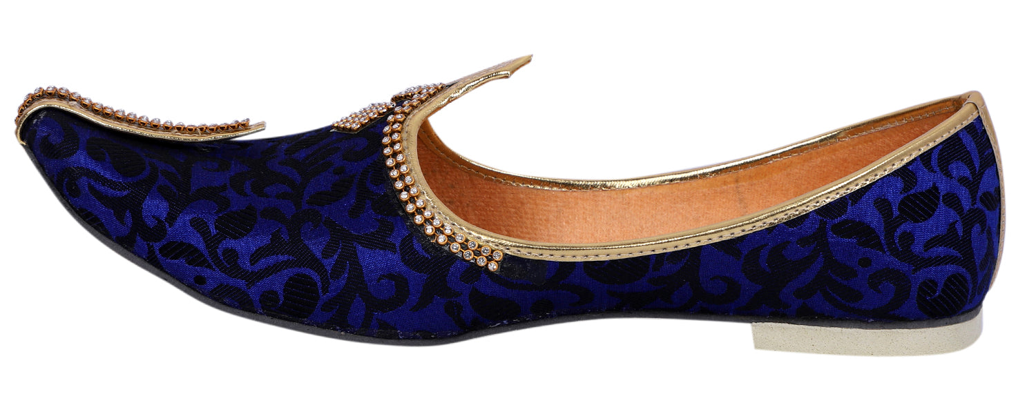 DEEUCO Men's Traditional Blue and Black Wedding,Party and Sherwani Jutti,Mojari