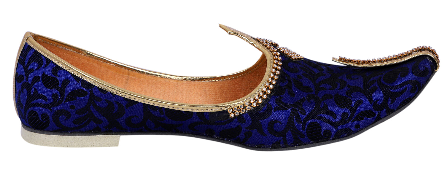 DEEUCO Men's Traditional Blue and Black Wedding,Party and Sherwani Jutti,Mojari