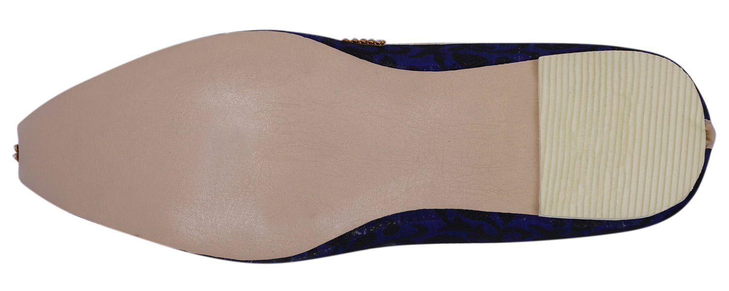 DEEUCO Men's Traditional Blue and Black Wedding,Party and Sherwani Jutti,Mojari