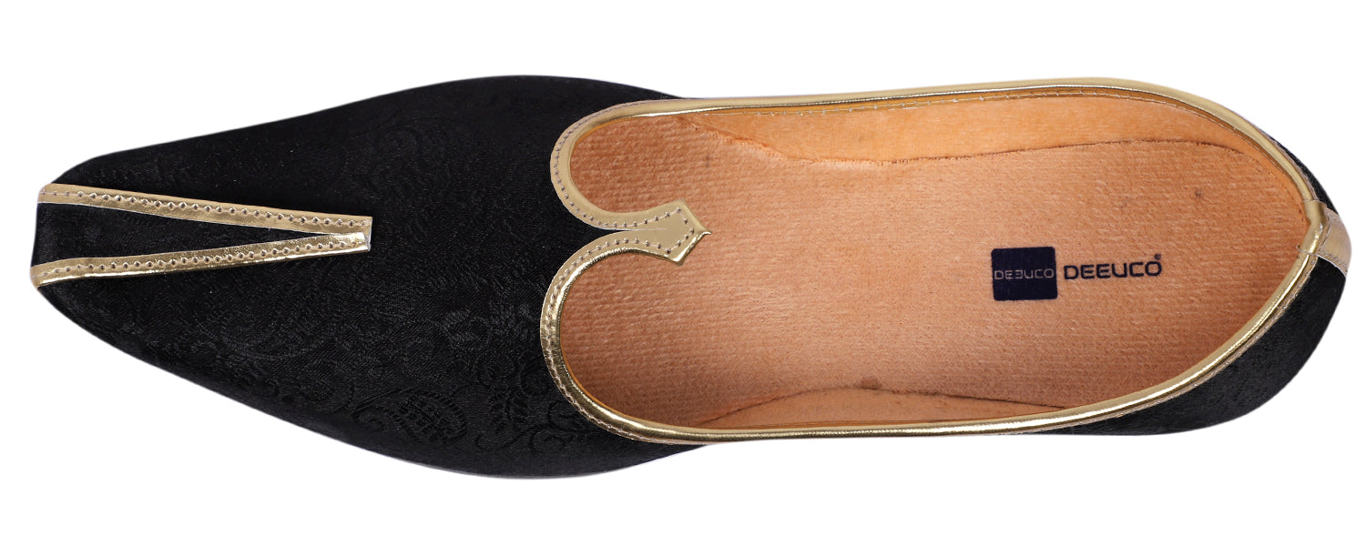 DEEUCO Men's Traditional Black Wedding,Party and Sherwani Jutti,Mojar