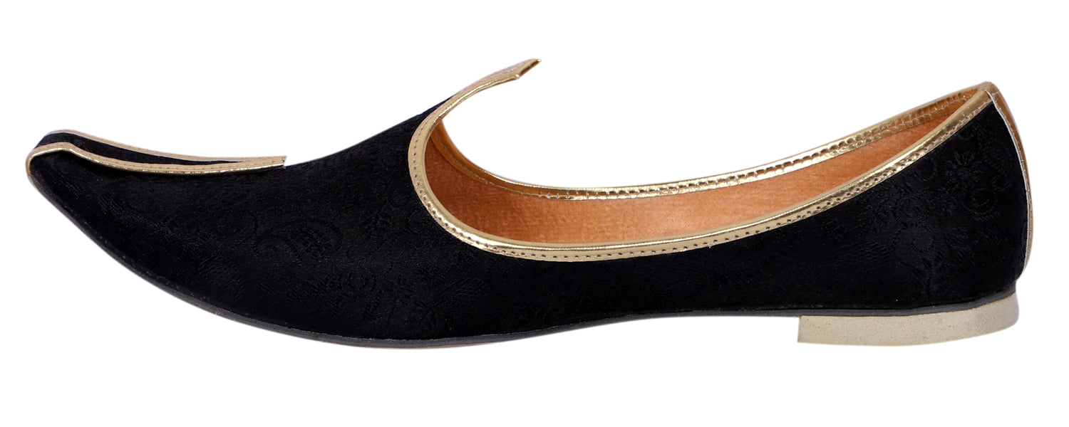 DEEUCO Men's Traditional Black Wedding,Party and Sherwani Jutti,Mojar