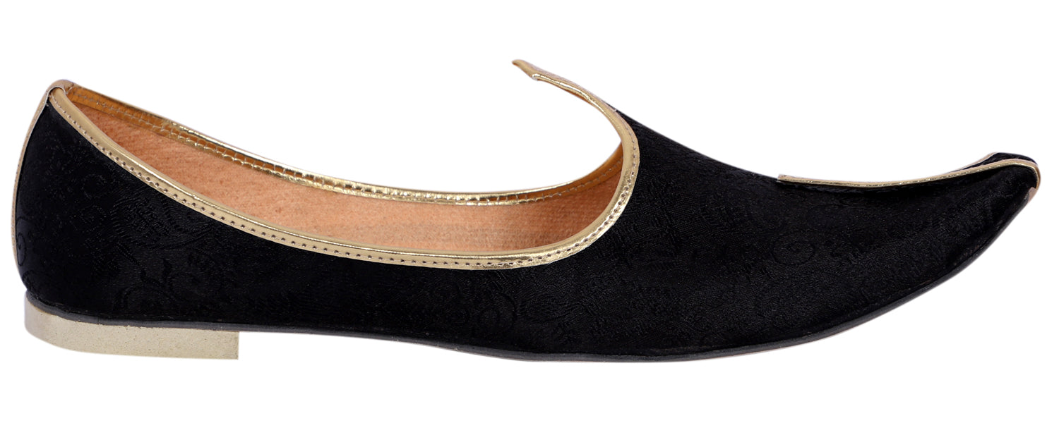 DEEUCO Men's Traditional Black Wedding,Party and Sherwani Jutti,Mojar