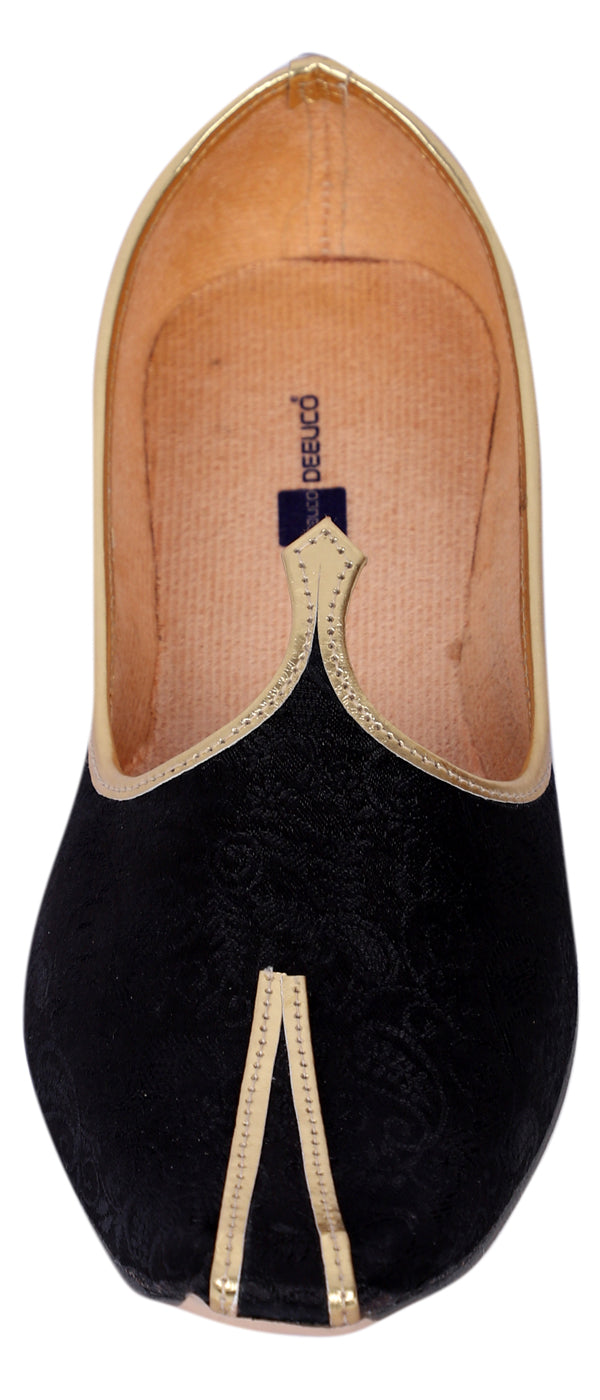 DEEUCO Men's Traditional Black Wedding,Party and Sherwani Jutti,Mojar