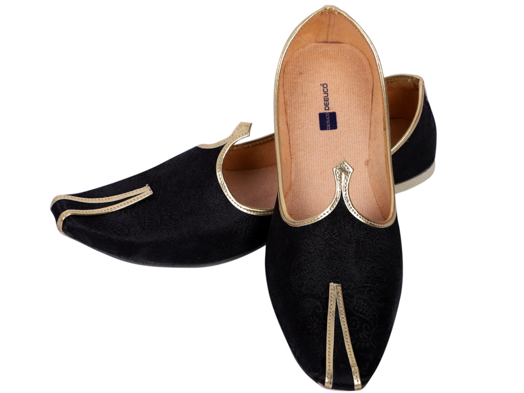 DEEUCO Men's Traditional Black Wedding,Party and Sherwani Jutti,Mojar