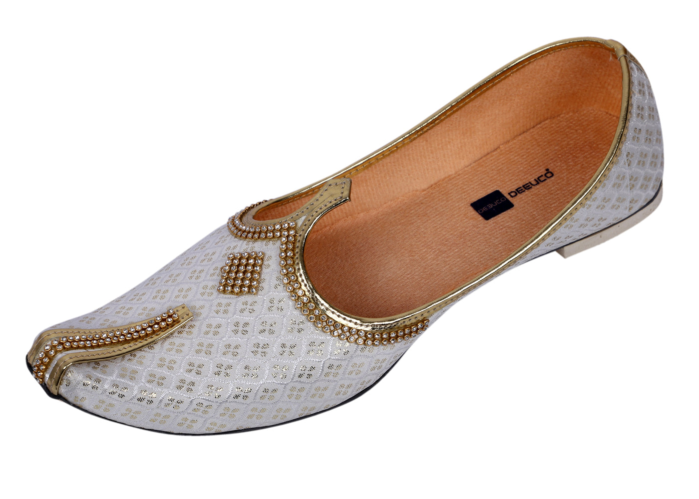 DEEUCO Men's Traditional White Wedding and Sherwani Jutti,Mojari