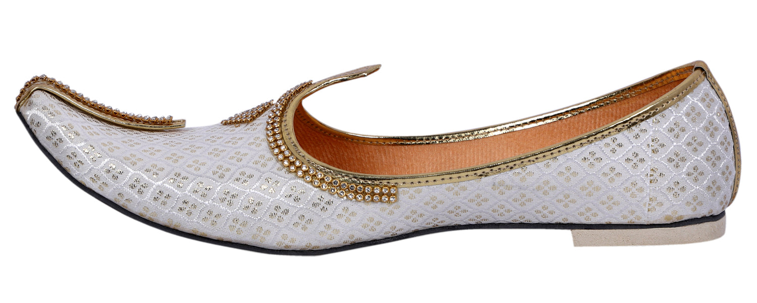 DEEUCO Men's Traditional White Wedding and Sherwani Jutti,Mojari