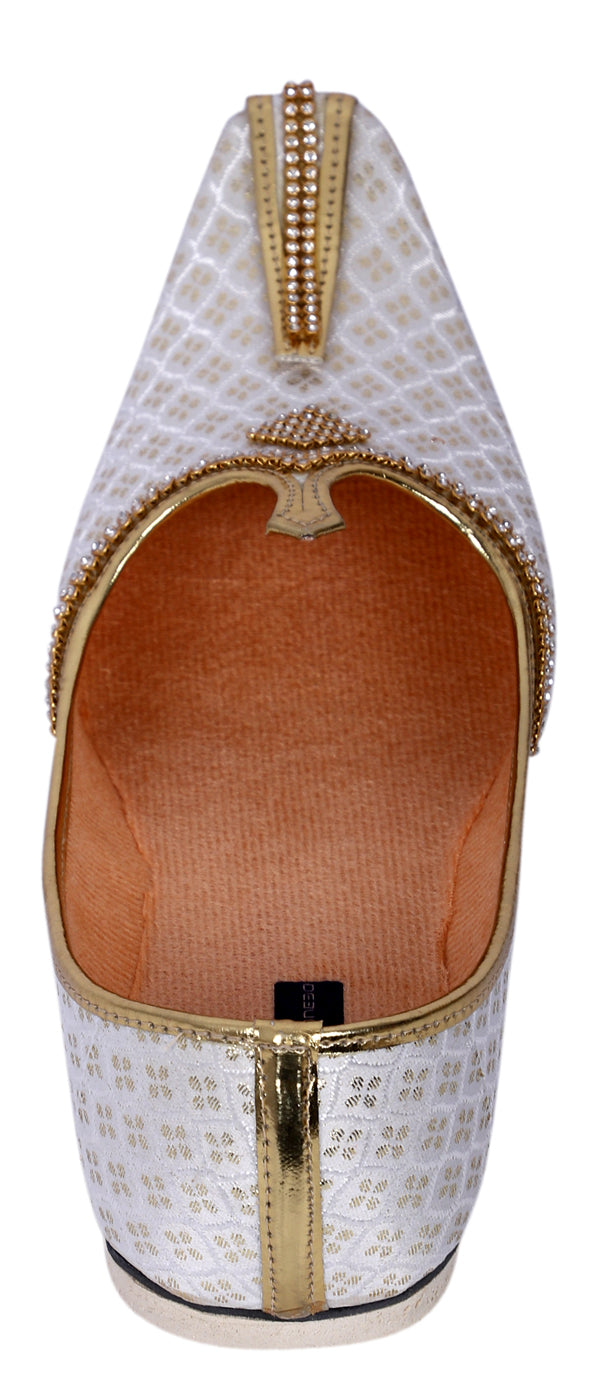 DEEUCO Men's Traditional White Wedding and Sherwani Jutti,Mojari