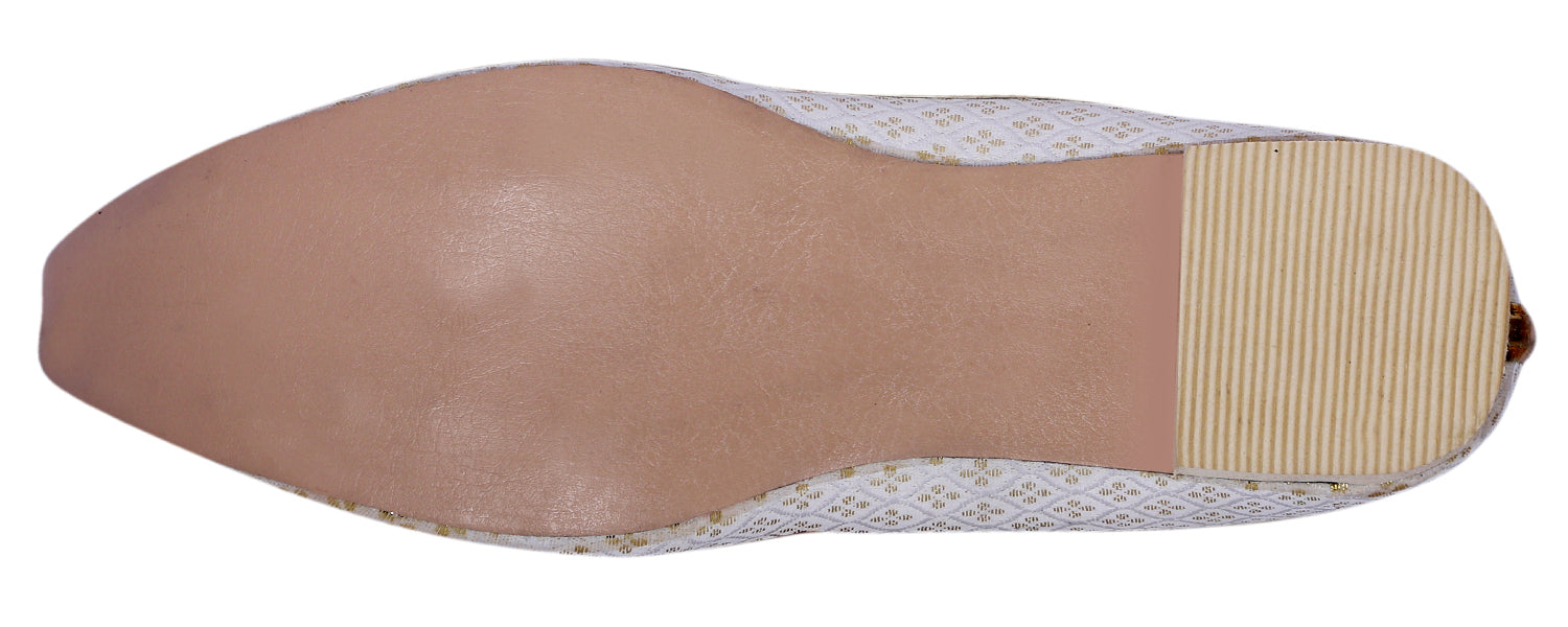 DEEUCO Men's Traditional White Wedding and Sherwani Jutti,Mojari