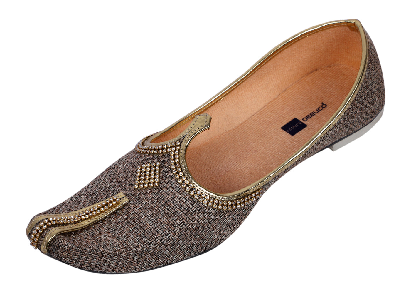 DEEUCO Men's Traditional Brown Jute Wedding,Ethnic, Party and Sherwani Jutti,Mojari