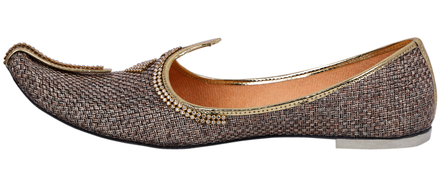 DEEUCO Men's Traditional Brown Jute Wedding,Ethnic, Party and Sherwani Jutti,Mojari