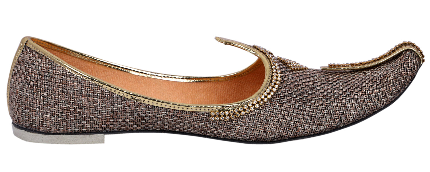 DEEUCO Men's Traditional Brown Jute Wedding,Ethnic, Party and Sherwani Jutti,Mojari