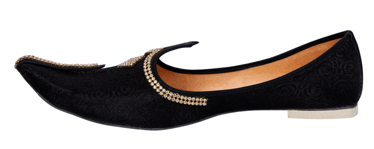 DEEUCO Men's Traditional Black Wedding, Ethnic, Party and Sherwani Jutti,Mojari