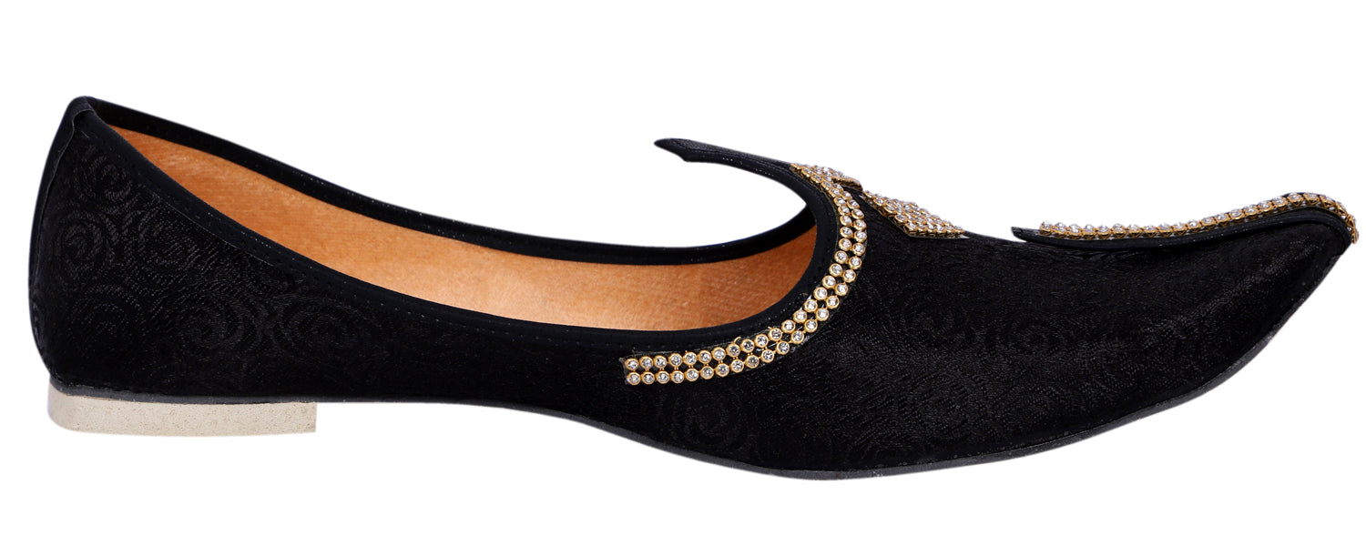 DEEUCO Men's Traditional Black Wedding, Ethnic, Party and Sherwani Jutti,Mojari