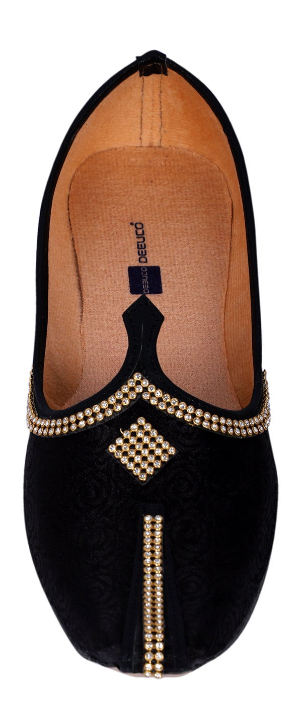 DEEUCO Men's Traditional Black Wedding, Ethnic, Party and Sherwani Jutti,Mojari