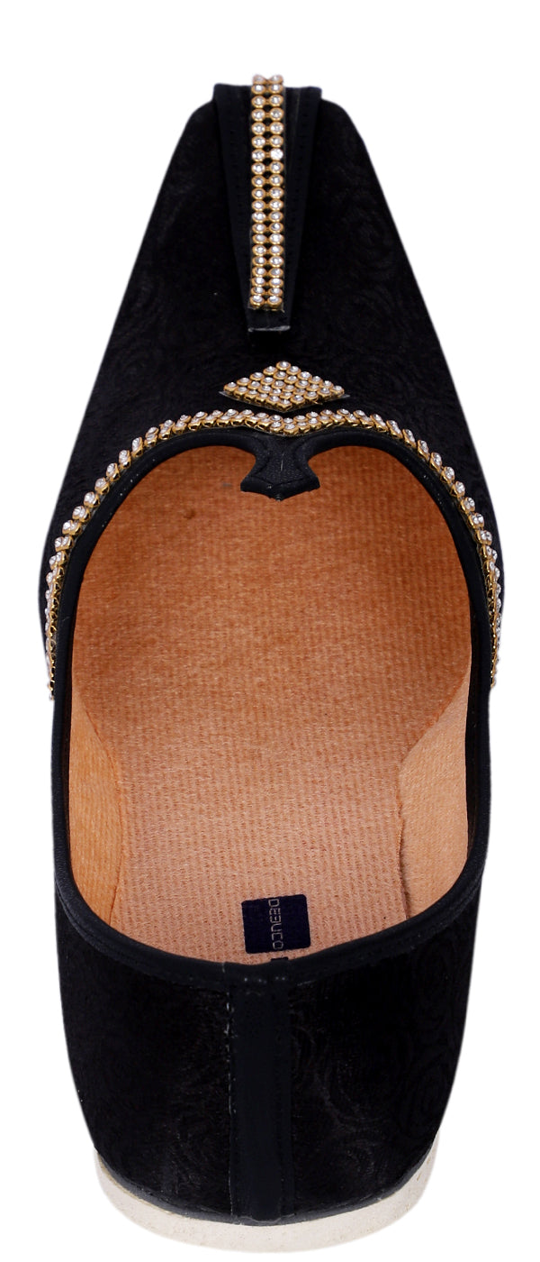 DEEUCO Men's Traditional Black Wedding, Ethnic, Party and Sherwani Jutti,Mojari