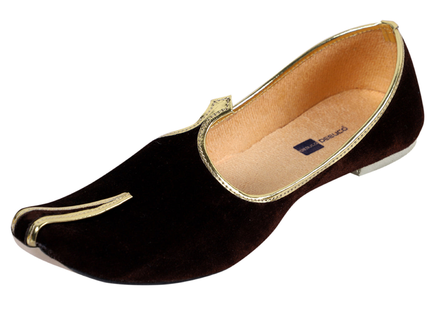 DEEUCO Men's Traditional Brown Velvet Wedding and Sherwani Jutti,Moja