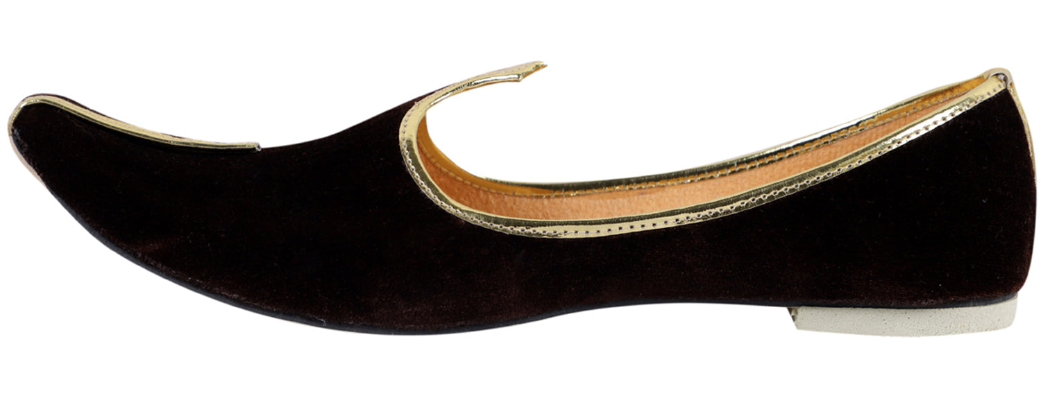 DEEUCO Men's Traditional Brown Velvet Wedding and Sherwani Jutti,Moja