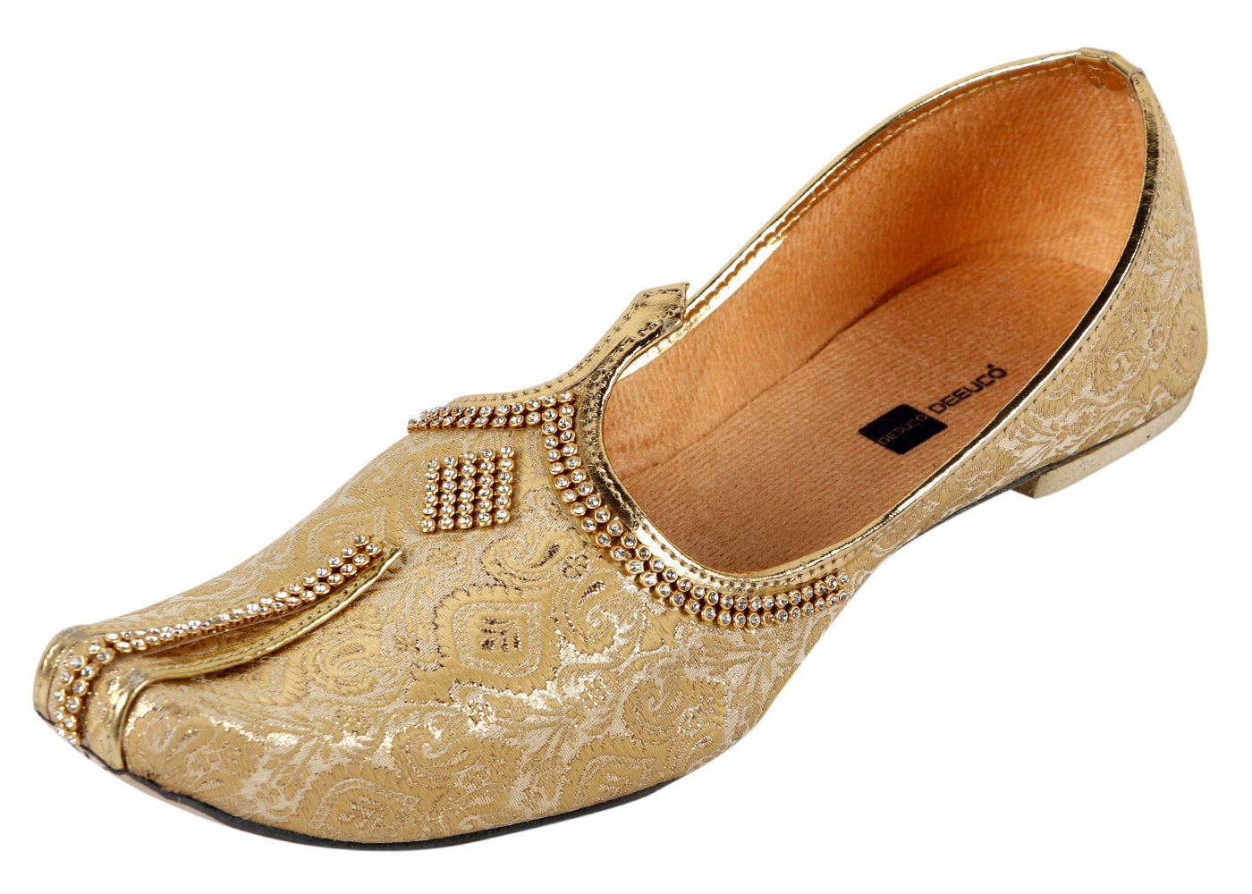 DEEUCO Men's Traditional Golden Wedding and Sherwani Jutti (Mojari)