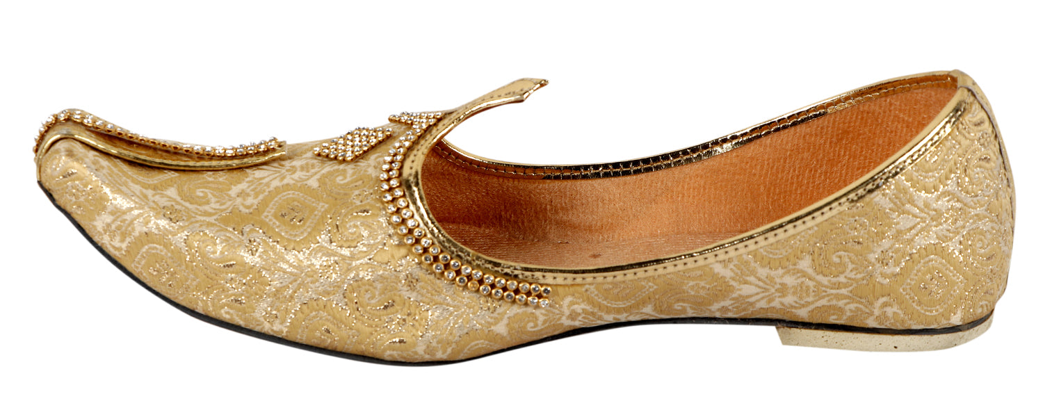 DEEUCO Men's Traditional Golden Wedding and Sherwani Jutti (Mojari)