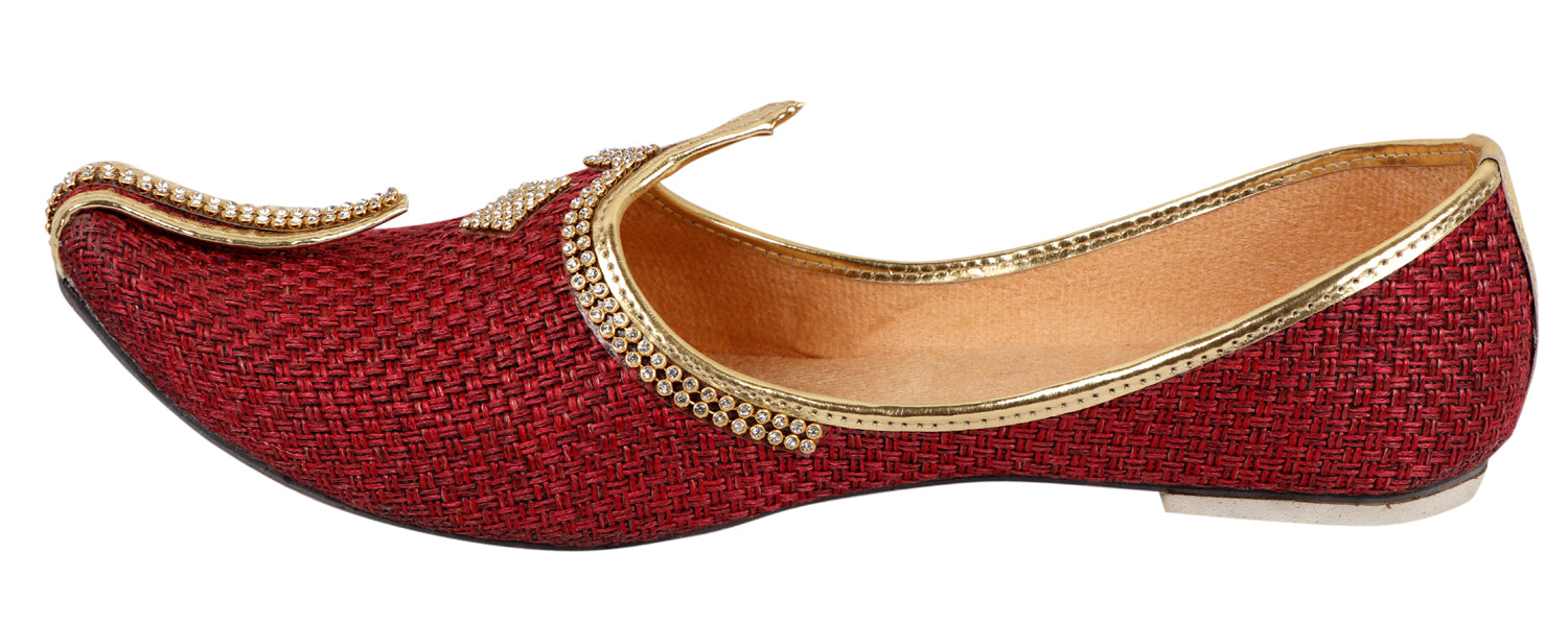 DEEUCO Men's Traditional Maroon Wedding and Sherwani Jutti (Mojari)