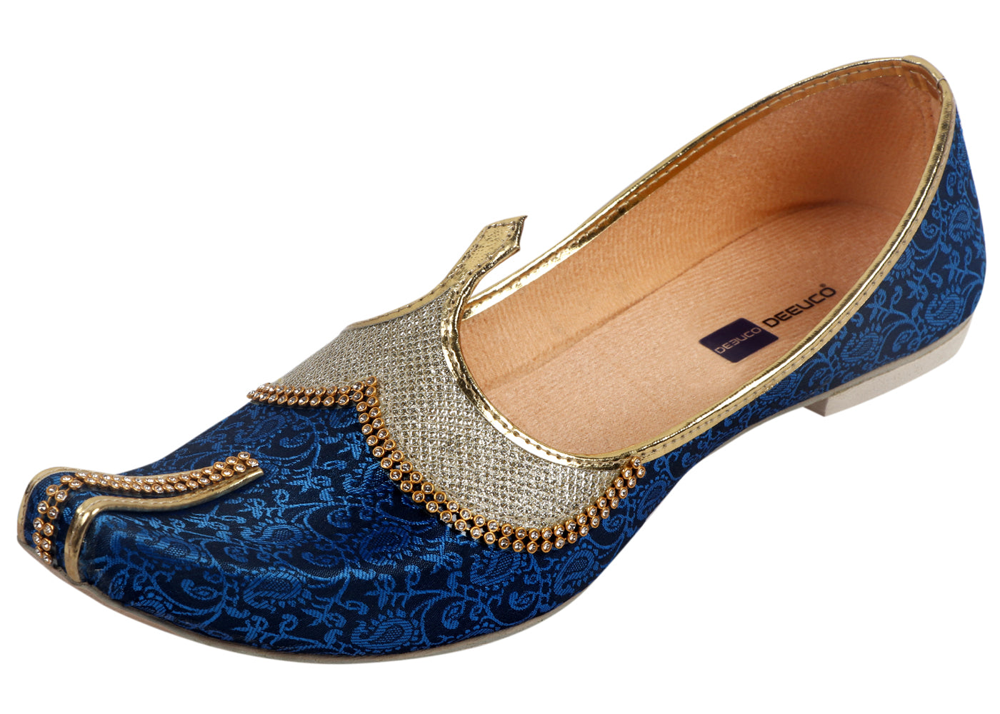 DEEUCO Men's Traditional Royal Blue Wedding and Sherwani Jutti,Mojari