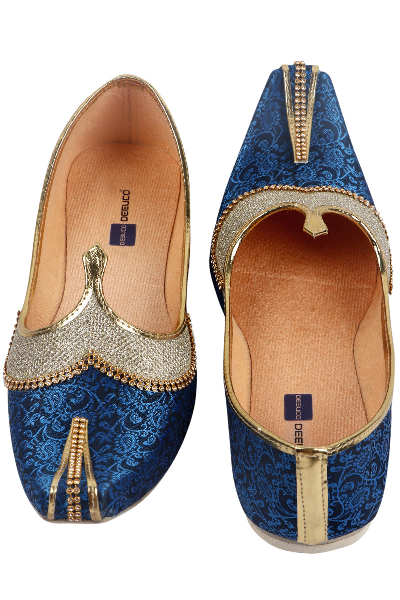 DEEUCO Men's Traditional Royal Blue Wedding and Sherwani Jutti,Mojari
