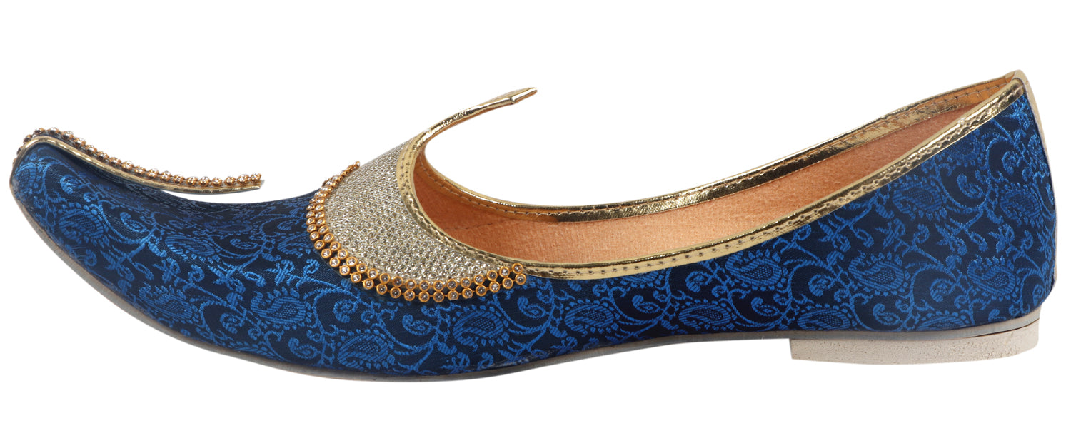 DEEUCO Men's Traditional Royal Blue Wedding and Sherwani Jutti,Mojari