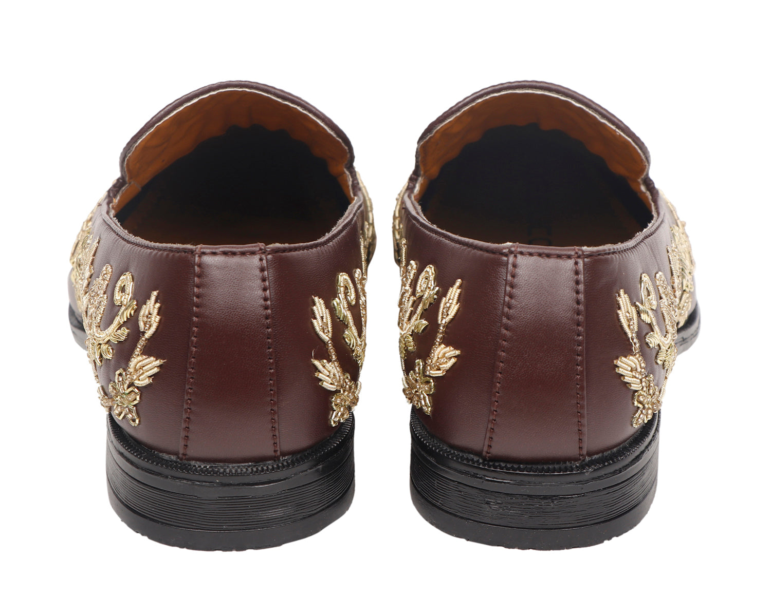 Brown Hand Zardozi embroidery Jutti