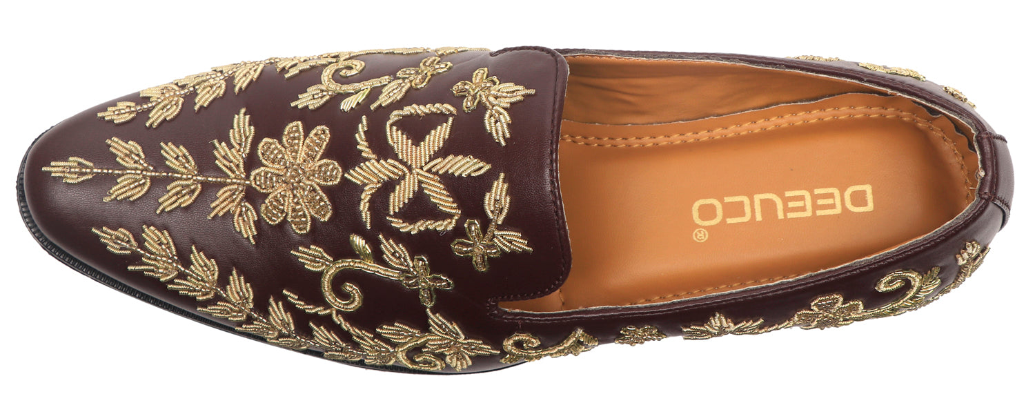 Brown Hand Zardozi embroidery Jutti