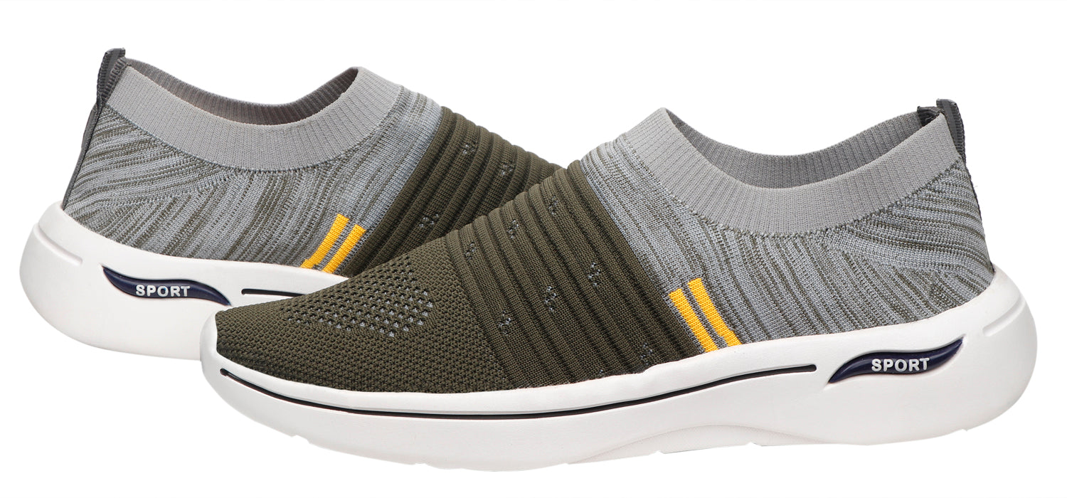 DEEUCO Men's Olive and Gray Casual ,Running ,Walking Shoes