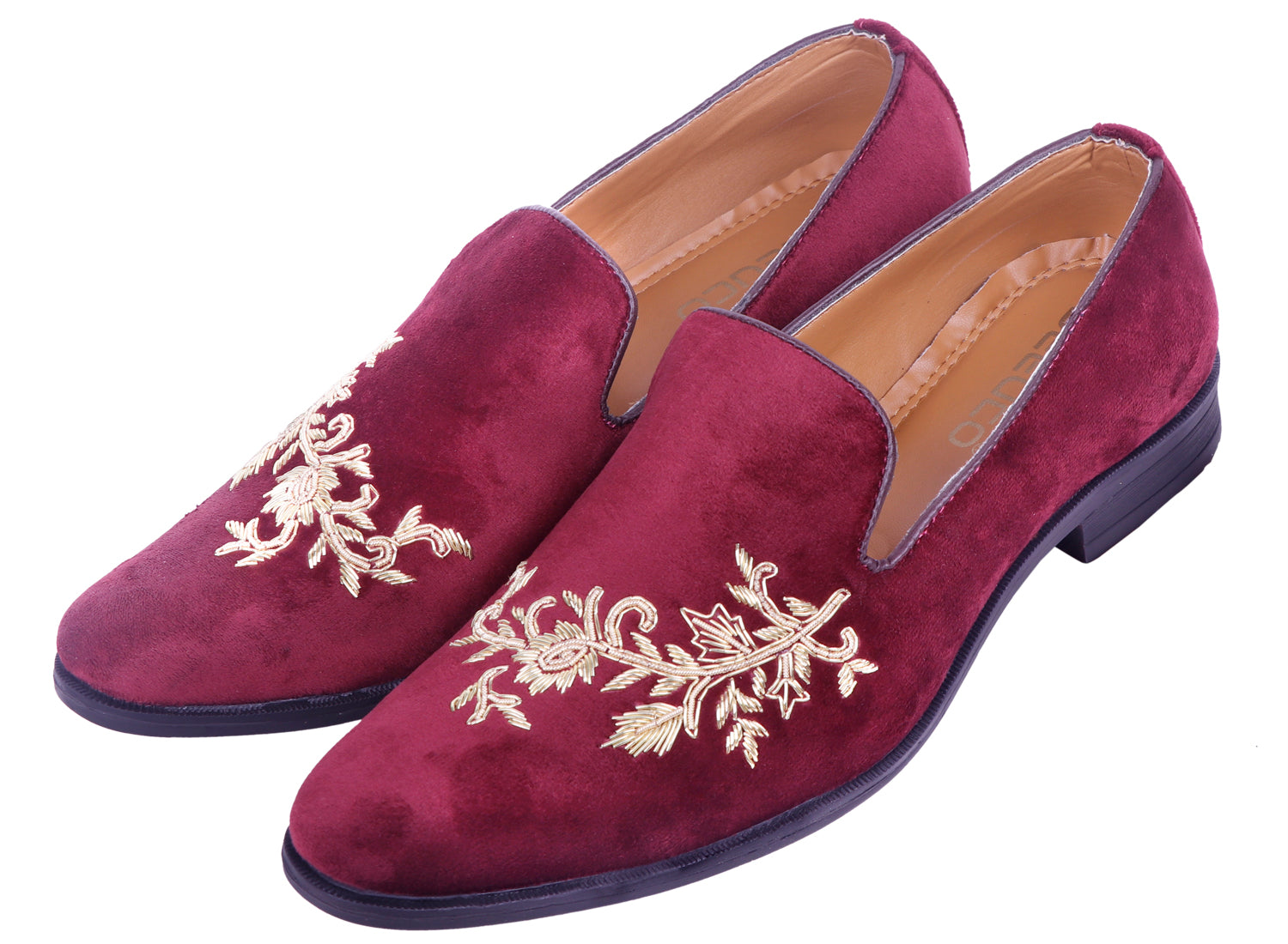 Deeuco Premium Maroon Velvet Zardozi embroidery Jutti