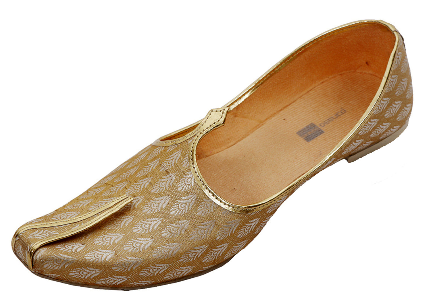 DEEUCO Men's Ethnic Silk Golden Wedding and Sherwani Jutti, Mojari