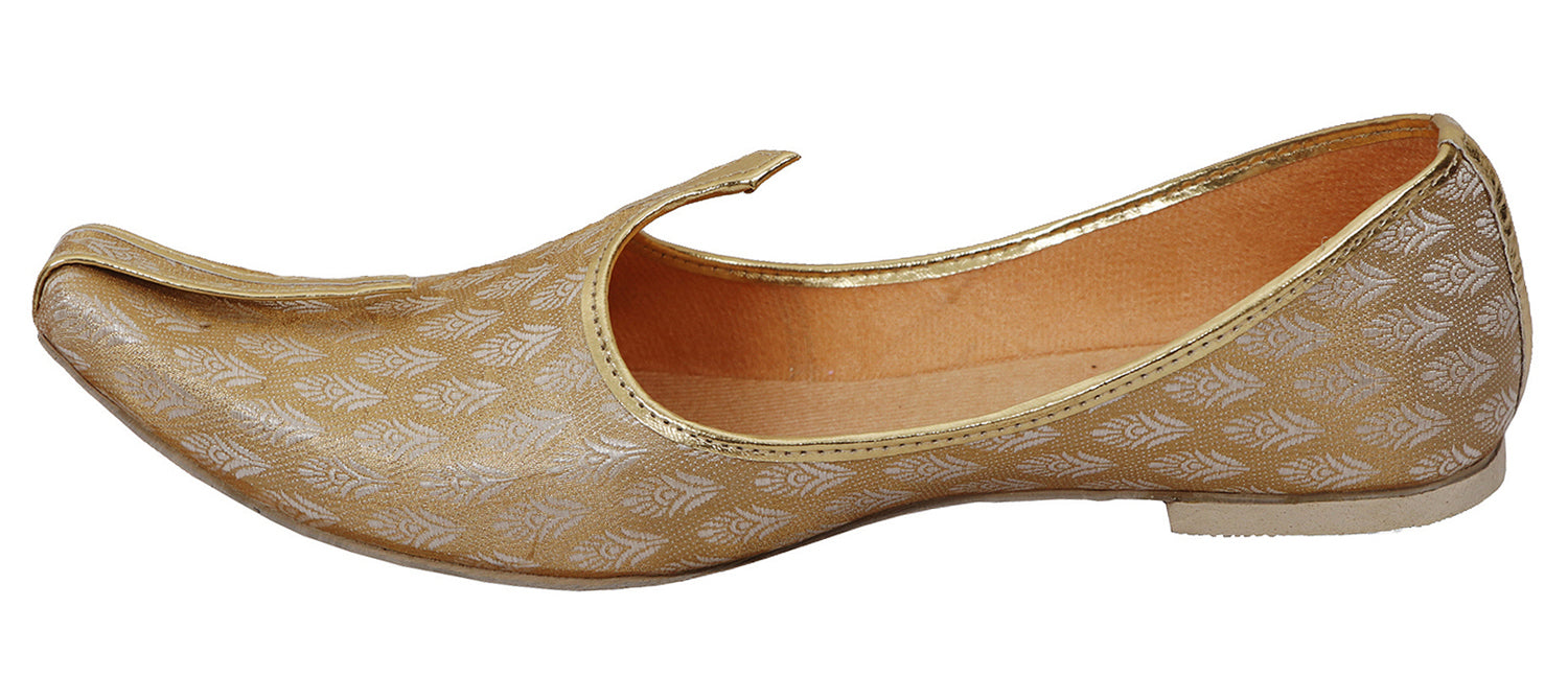 DEEUCO Men's Ethnic Silk Golden Wedding and Sherwani Jutti, Mojari