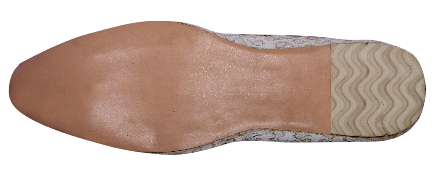 DEEUCO Men's Traditional White and Cream Wedding and Sherwani Jutti,Mojari