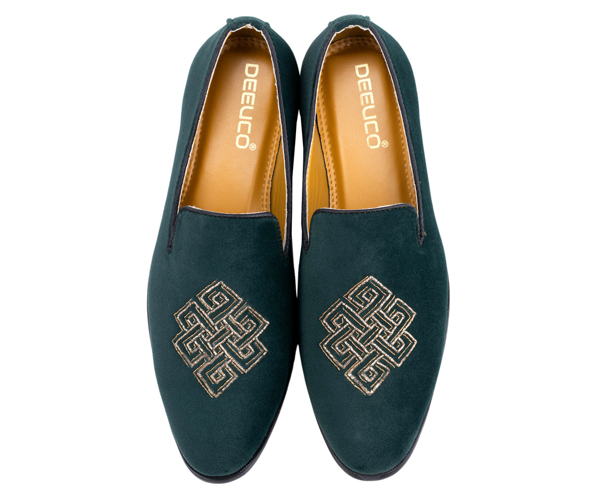 Deeuco Premium Green Velvet Zardozi embroidery Jutti