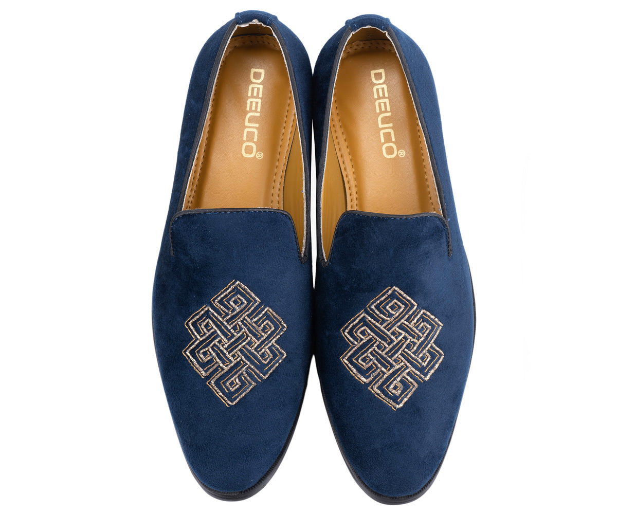 Deeuco Premium Navy Blue Velvet Zardozi embroidery Jutti