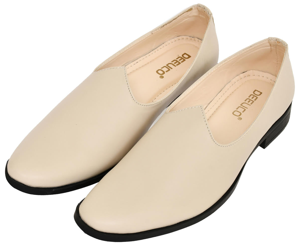 Men's Traditional  Cream Nagra Shoes/jutti