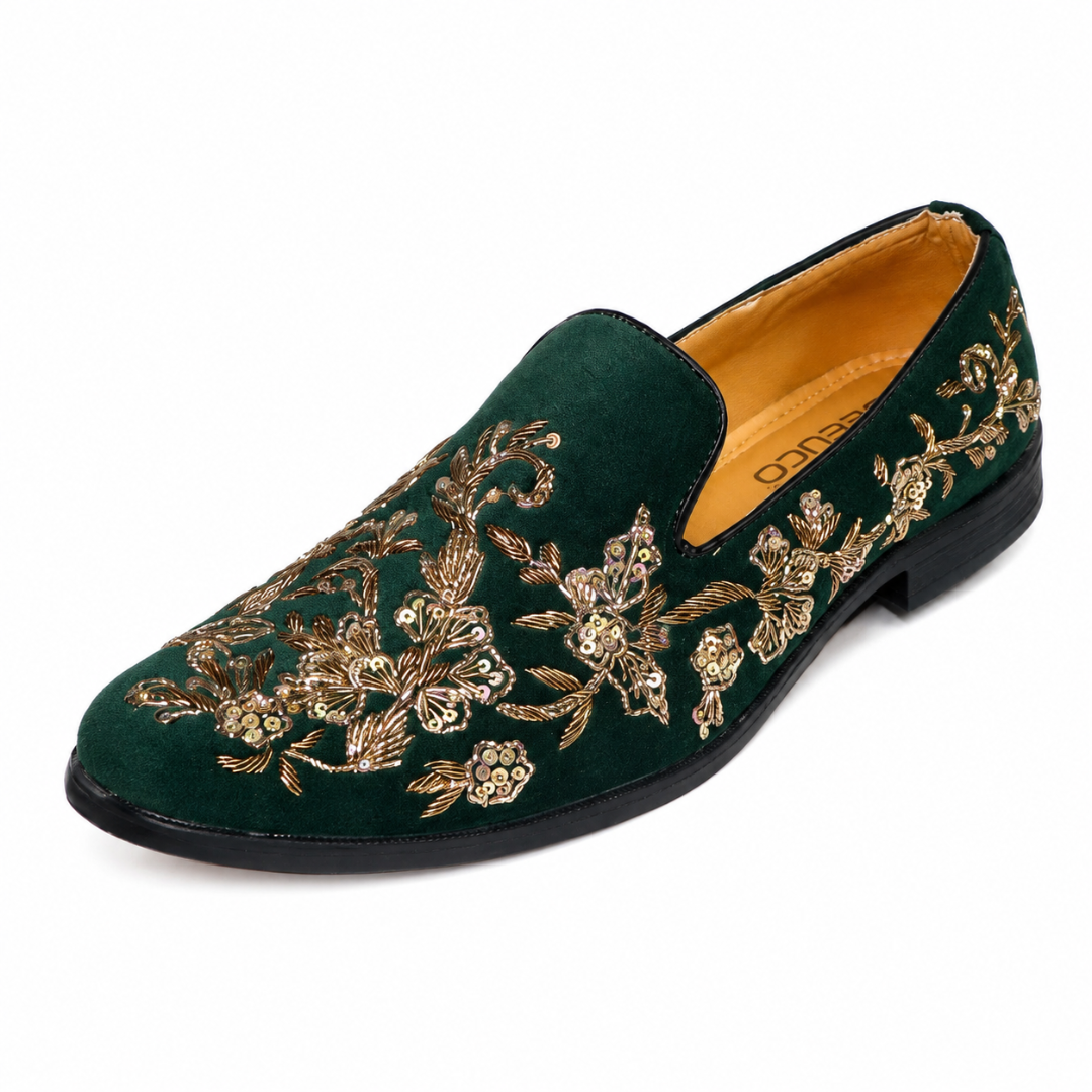 Deeuco Ethnic Premium Green Velvet  Zardozi embroidery Jutti