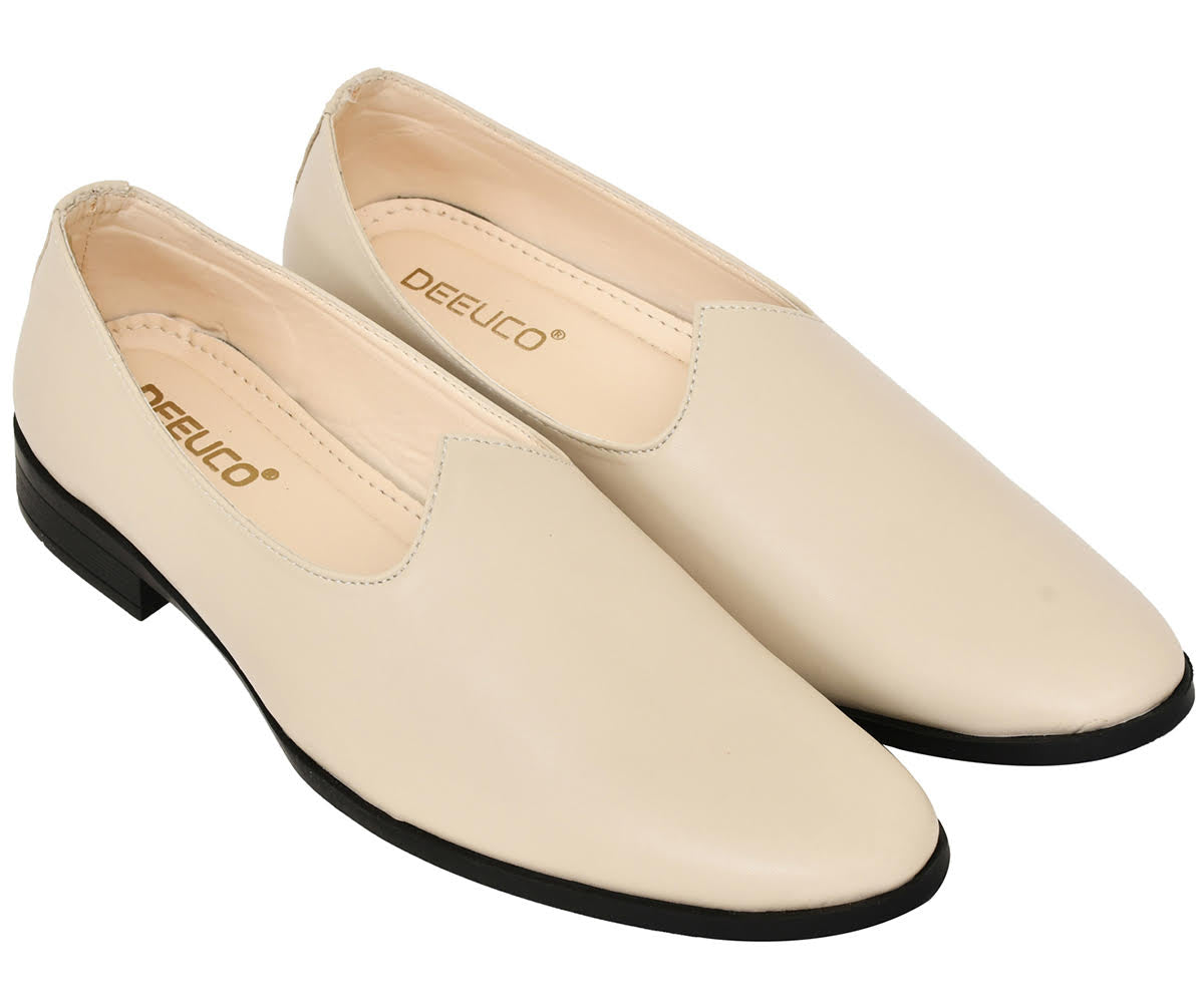 Men's Traditional  Cream Nagra Shoes/jutti