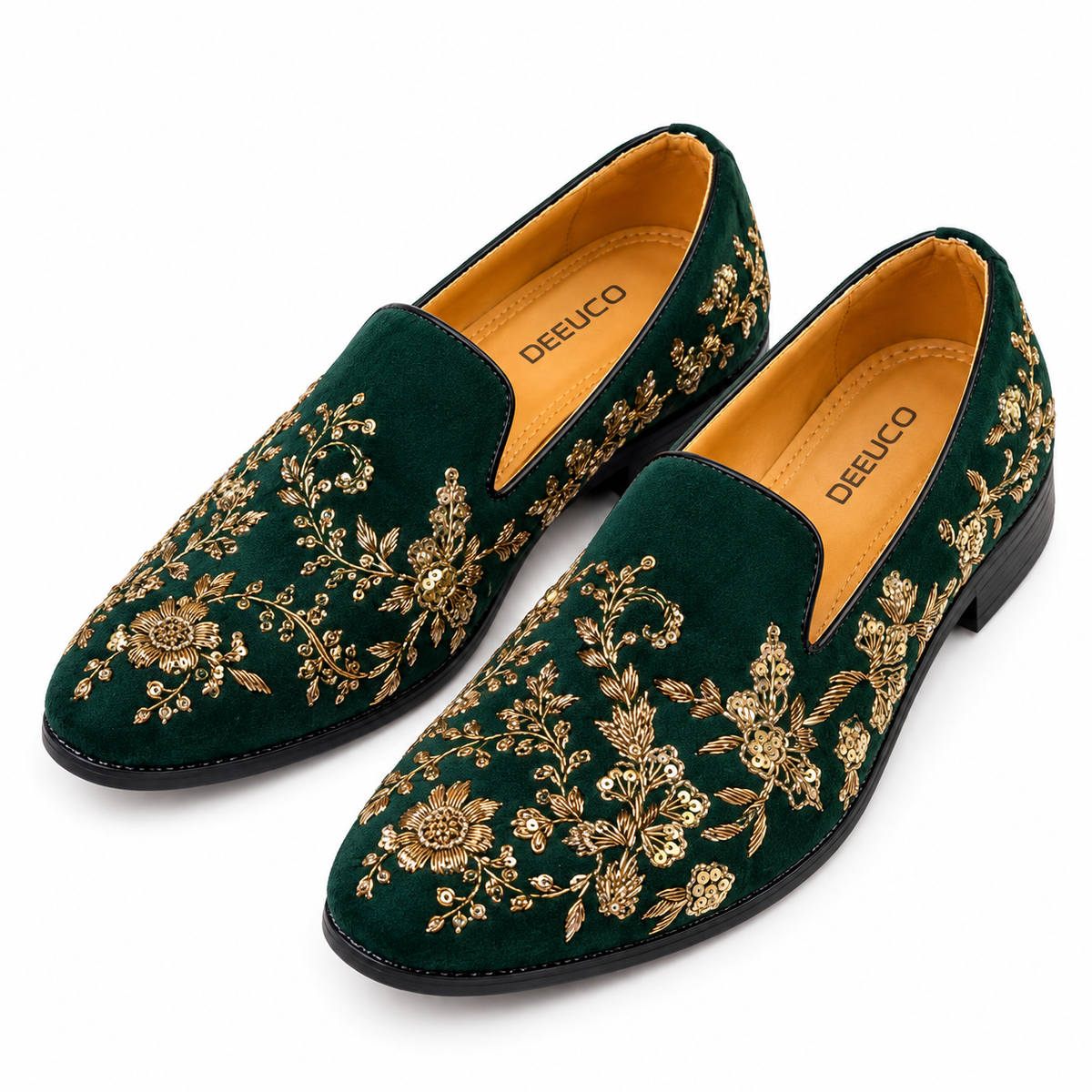 Deeuco Ethnic Premium Green Velvet  Zardozi embroidery Jutti