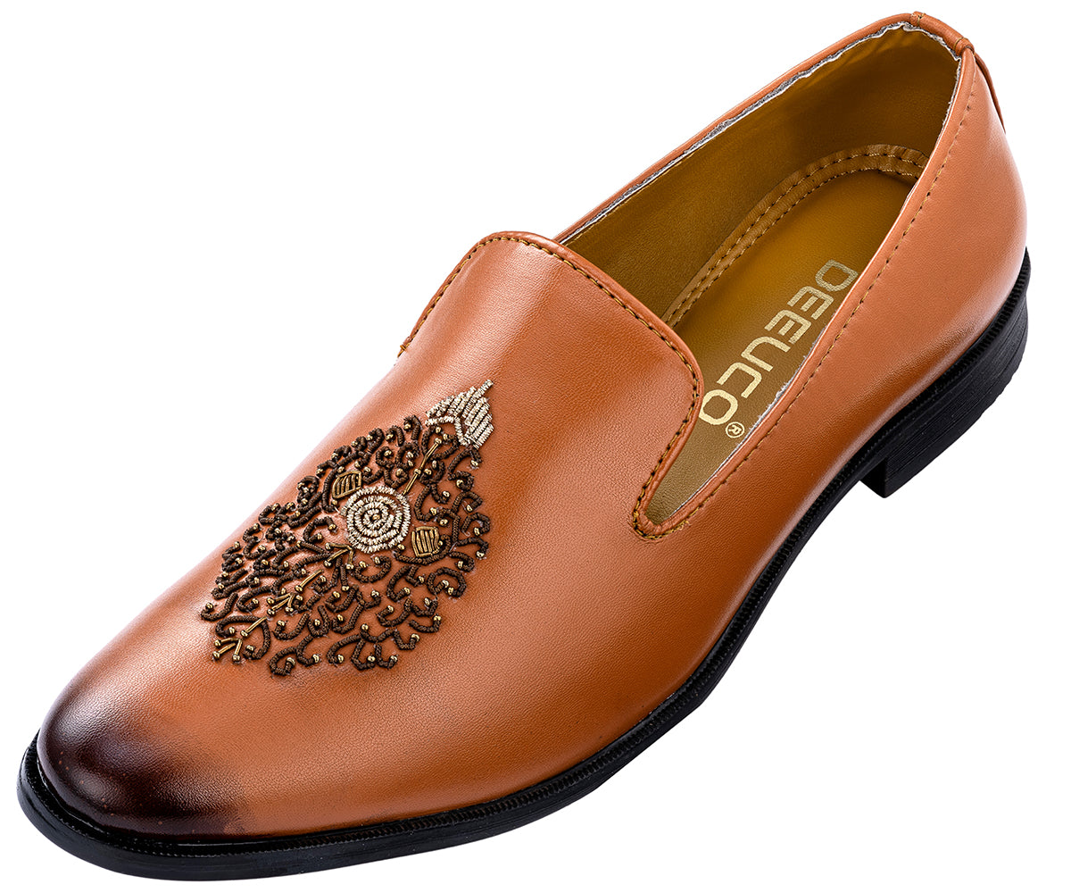 Deeuco Premium Tan Traditional Zardozi embroidery Jutti