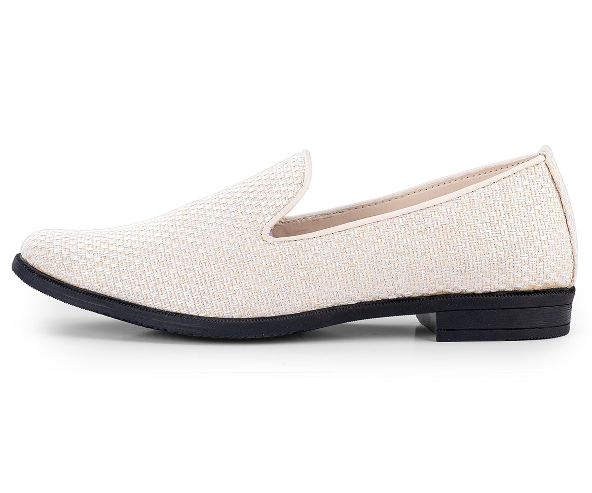 Men's Ethnic Premium Plain Cream Jute Nagra/Shoes/jutti