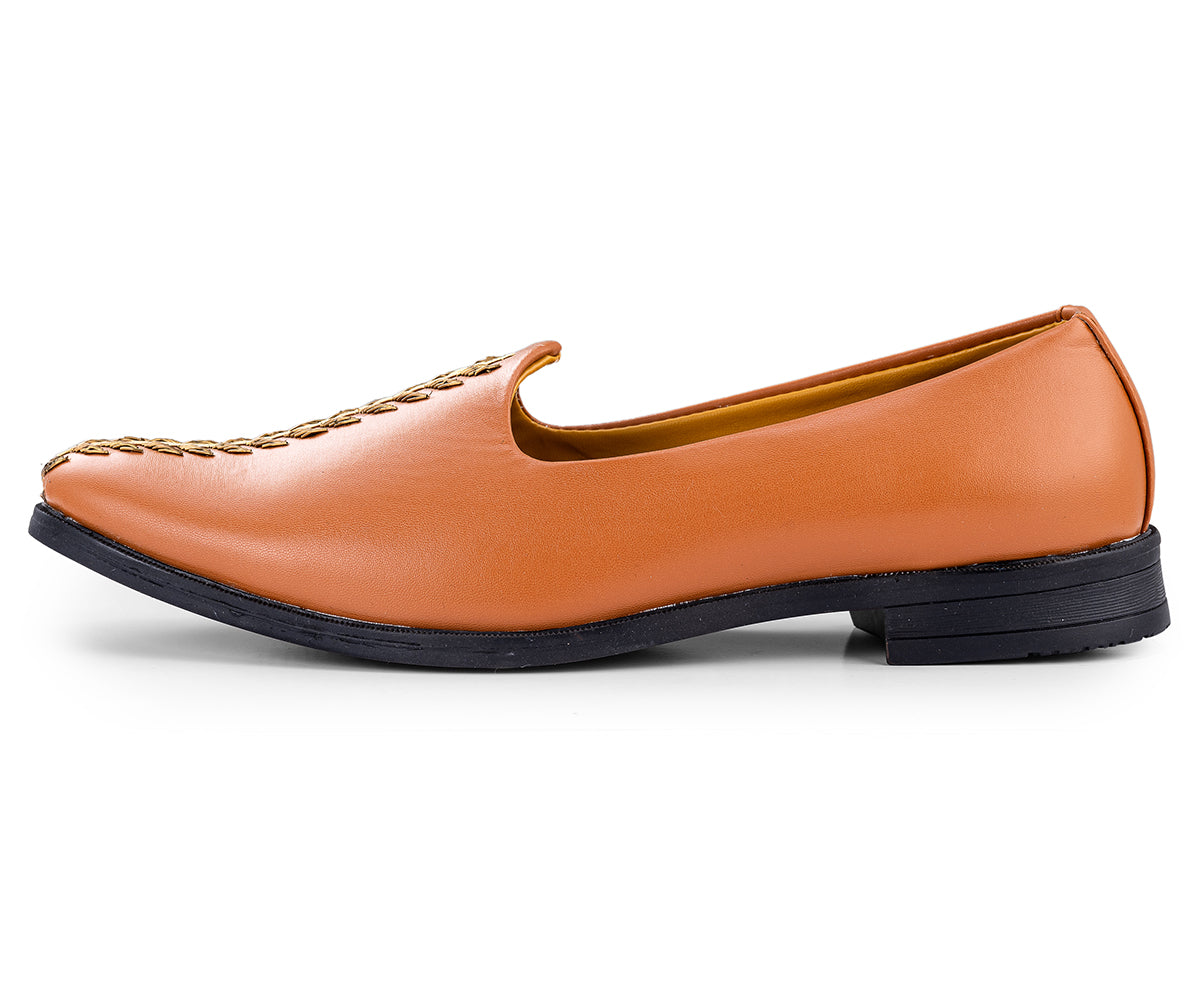 Deeuco Premium tan Hand Zardozi embroidery Jutti