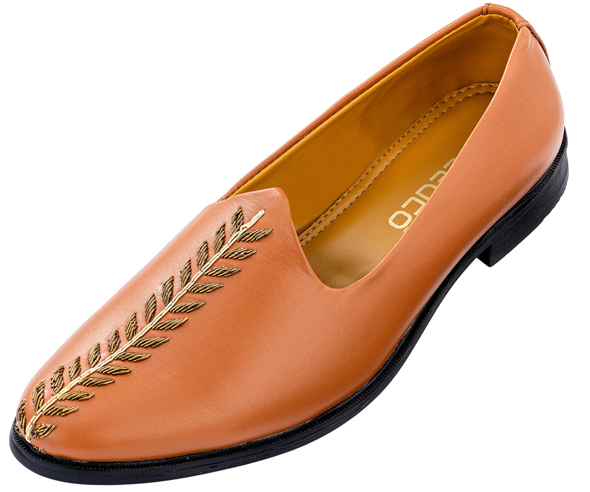 Deeuco Premium tan Hand Zardozi embroidery Jutti