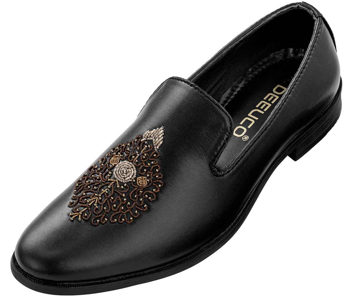 Deeuco Premium Black Traditional Zardozi embroidery Jutti