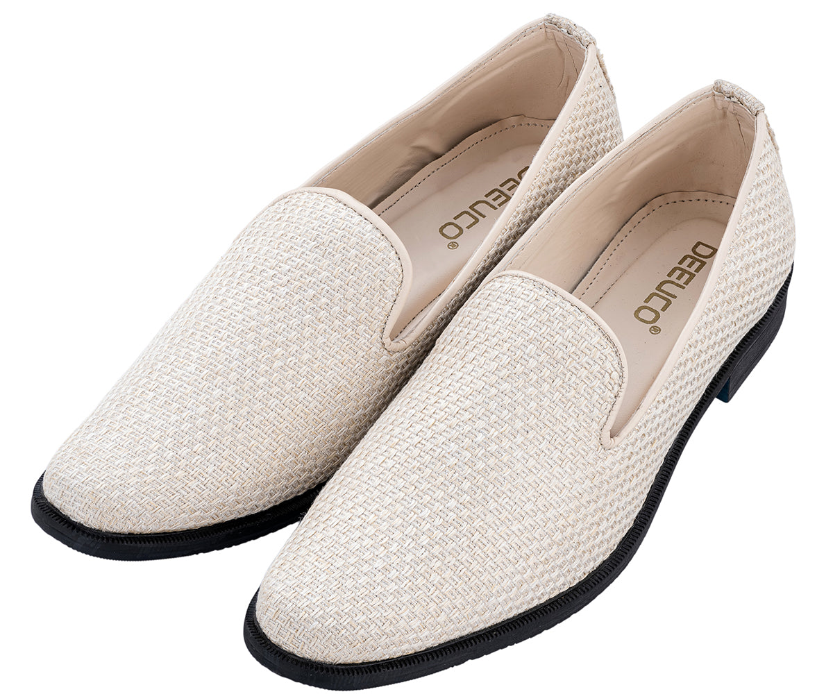 Men's Ethnic Premium Plain Cream Jute Nagra/Shoes/jutti