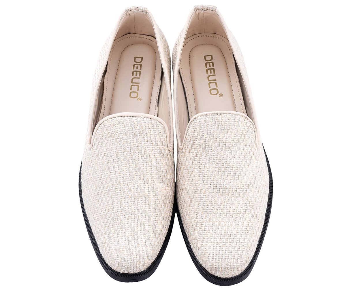 Men's Ethnic Premium Plain Cream Jute Nagra/Shoes/jutti